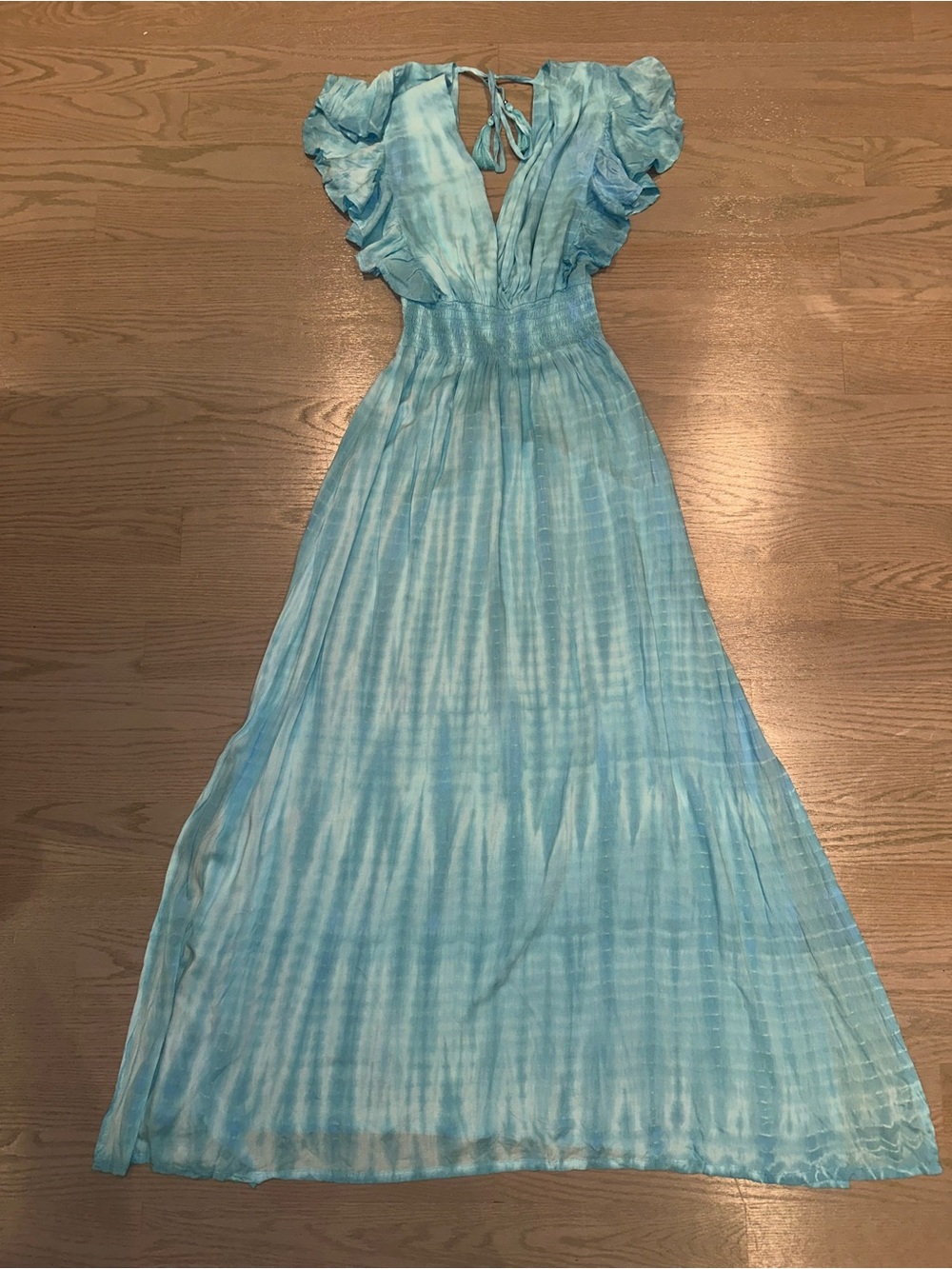 Tiare Hawaii Light Blue Tie-Dye Maxi beachwear dress